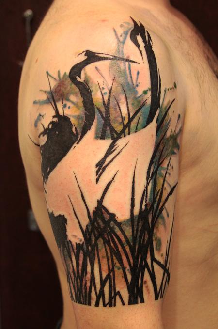 Tattoos - Abstract Crane Tattoo - 64959